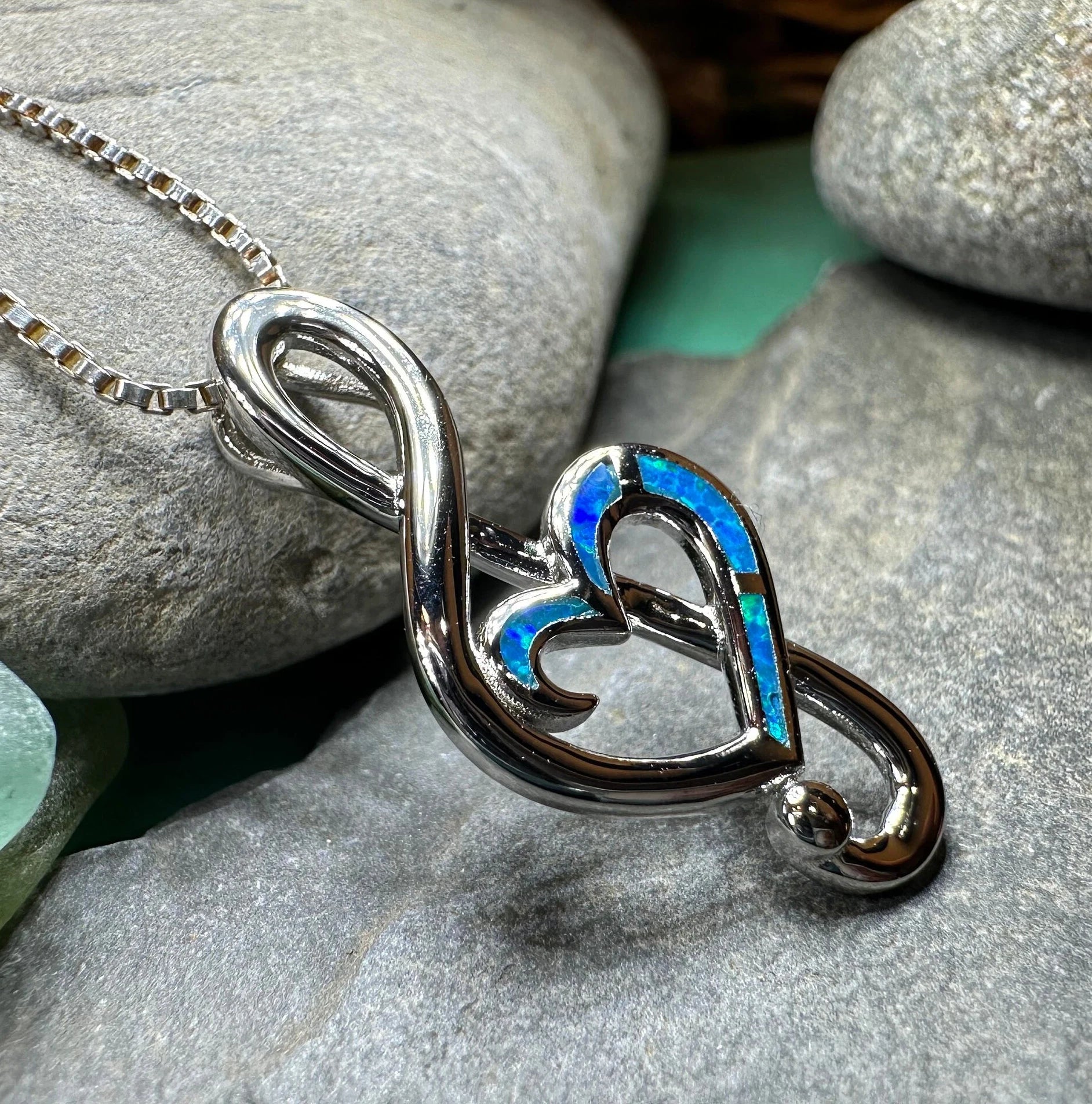 Opal Music Necklace in sterling silver