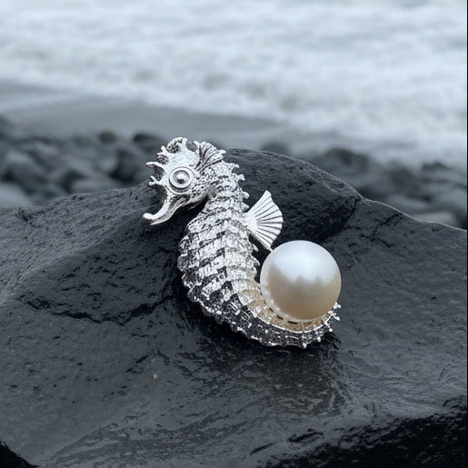 Seahorse Necklace, Shell Jewelry, Beach Jewelry, Pearl Jewelry, Retirement Gift, Silver Sea Jewelry, Nautical Jewelry, Beach Lover Jewelry