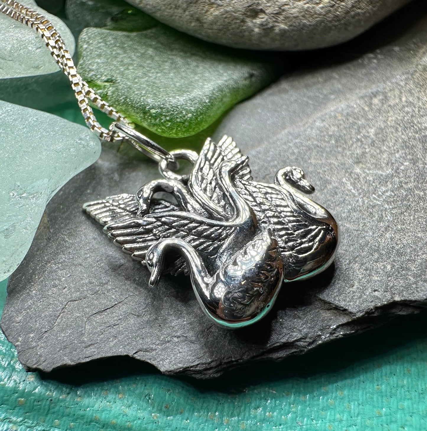Irish Children of Lir Swan Necklace in Sterling Silver — view 3