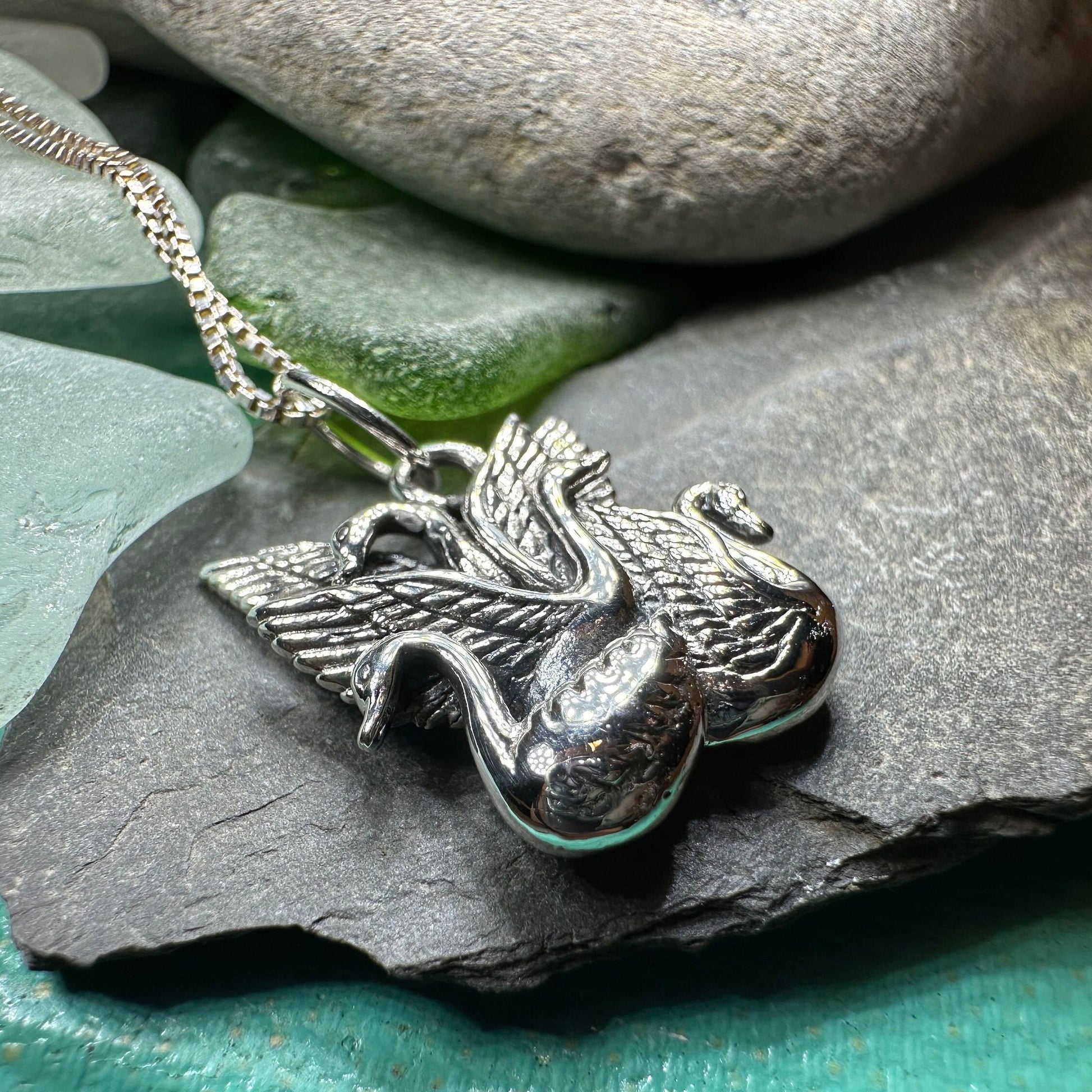 Irish Children of Lir Swan Necklace in Sterling Silver — view 5