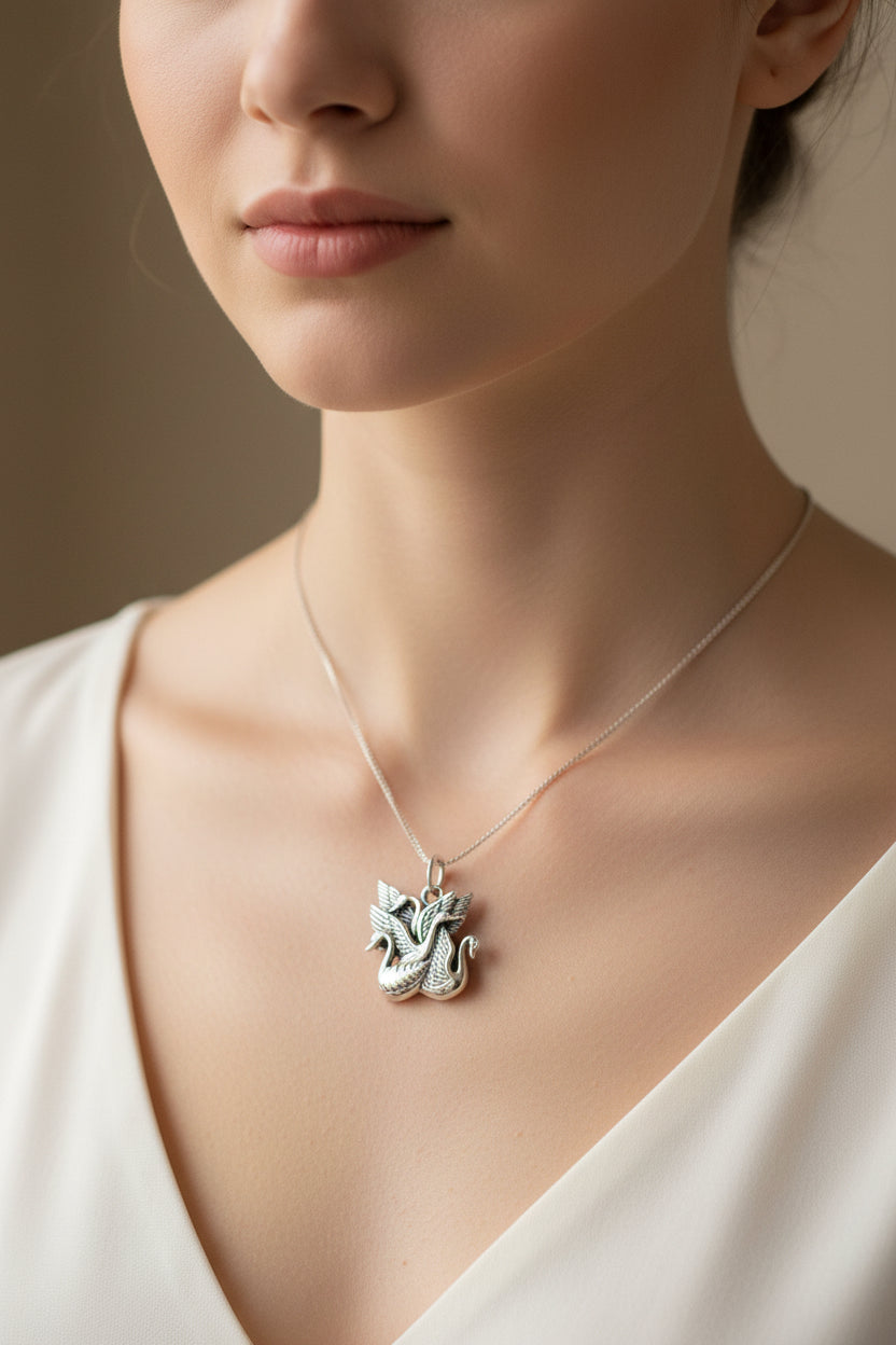 Irish Children of Lir Swan Necklace in Sterling Silver — view 7