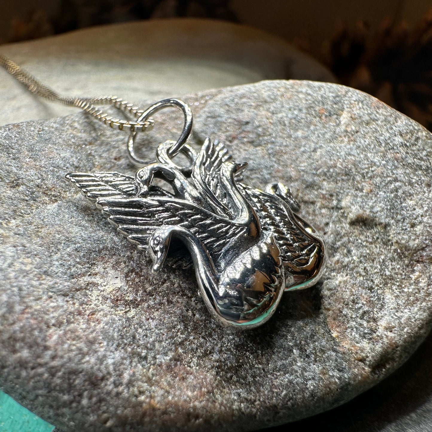 Irish Children of Lir Swan Necklace in Sterling Silver — view 6