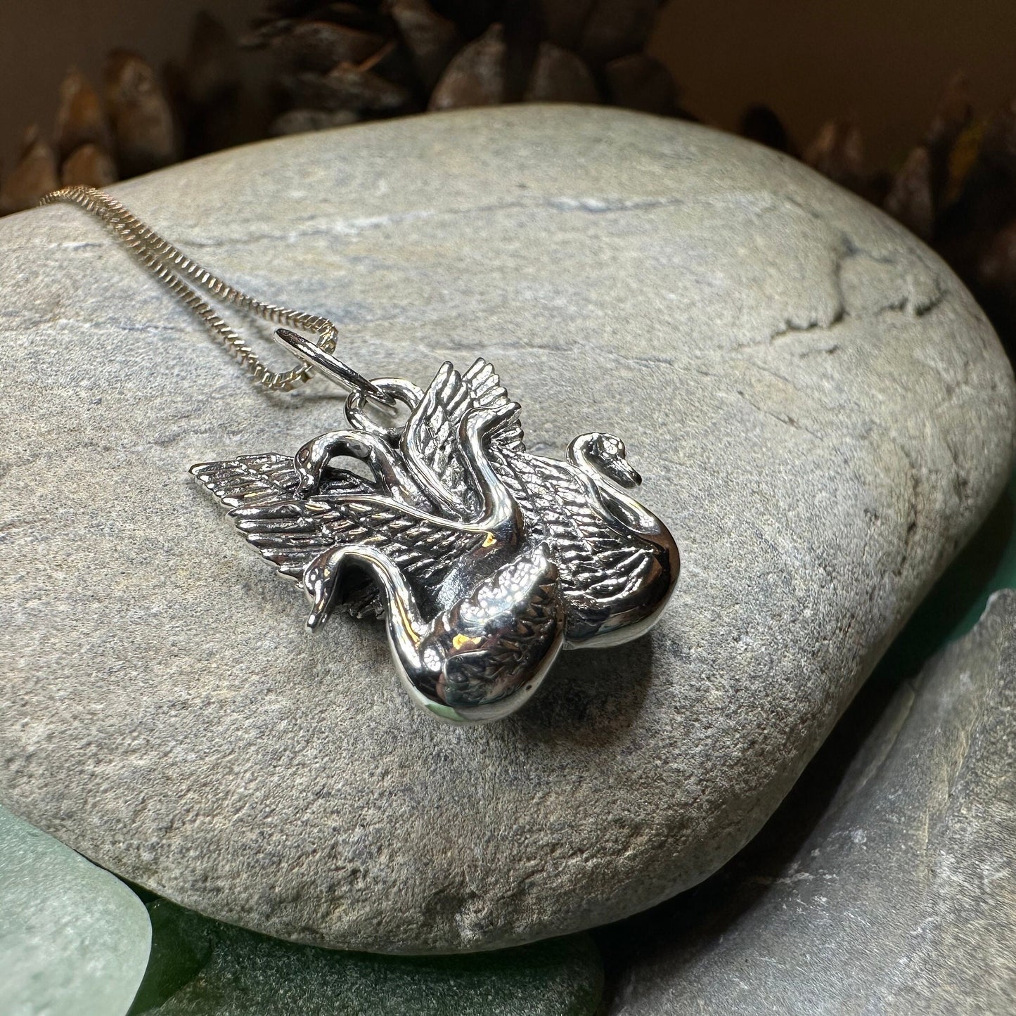 Irish Children of Lir Swan Necklace in Sterling Silver — view 8