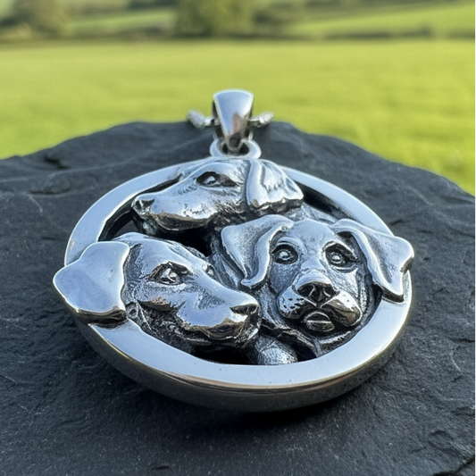 Lab Love Labrador Retriever Dog Necklace in Sterling Silver