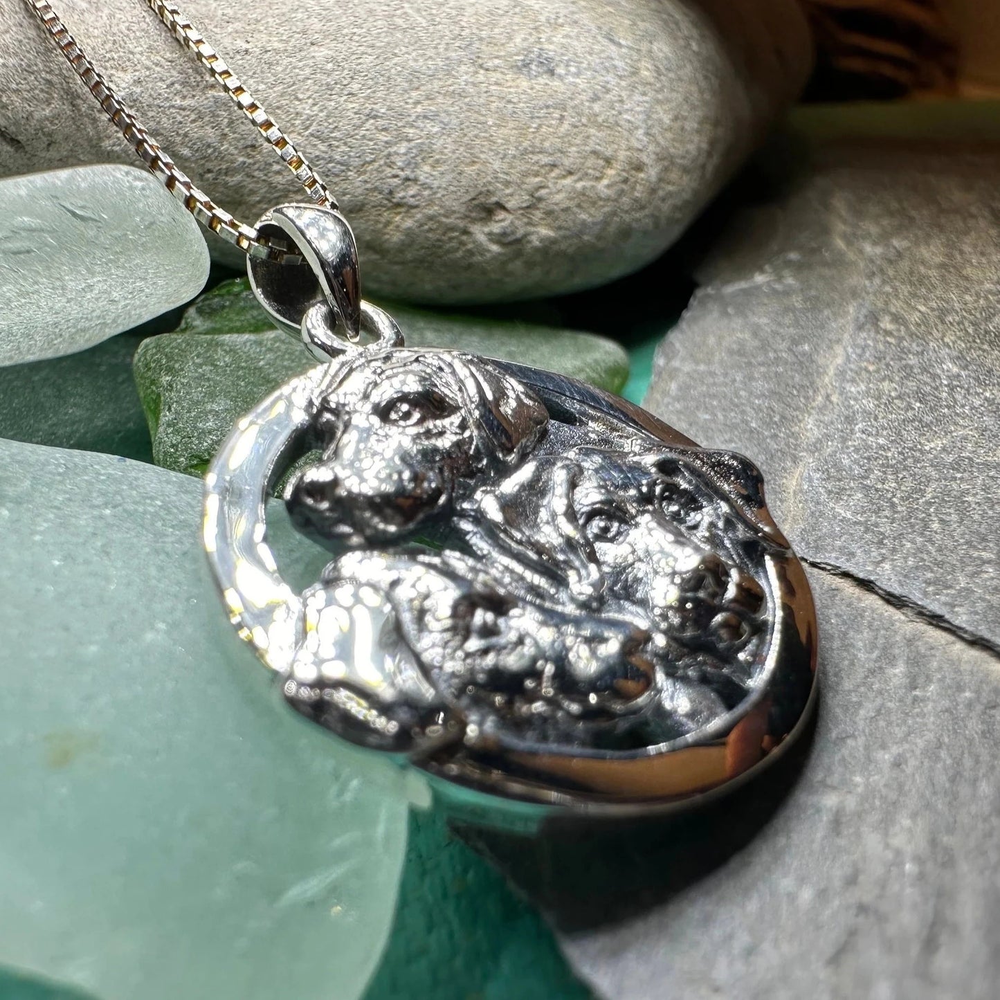 Lab Love Labrador Retriever Dog Necklace in Sterling Silver