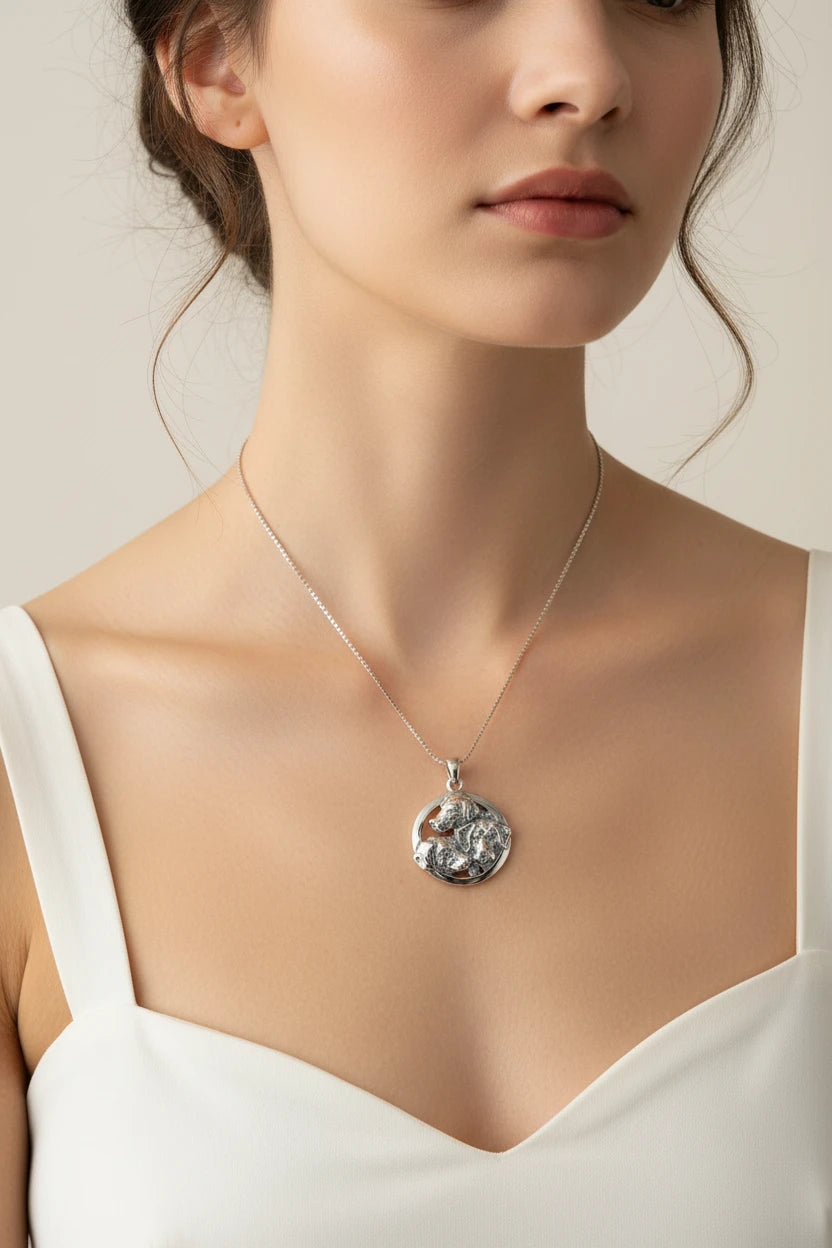 Lab Love Labrador Retriever Dog Necklace in Sterling Silver