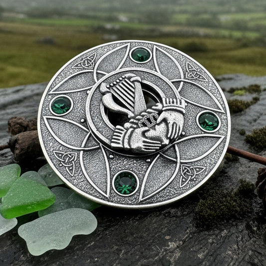 Large Irish Trinity Claddagh Plaid Pin — view 5