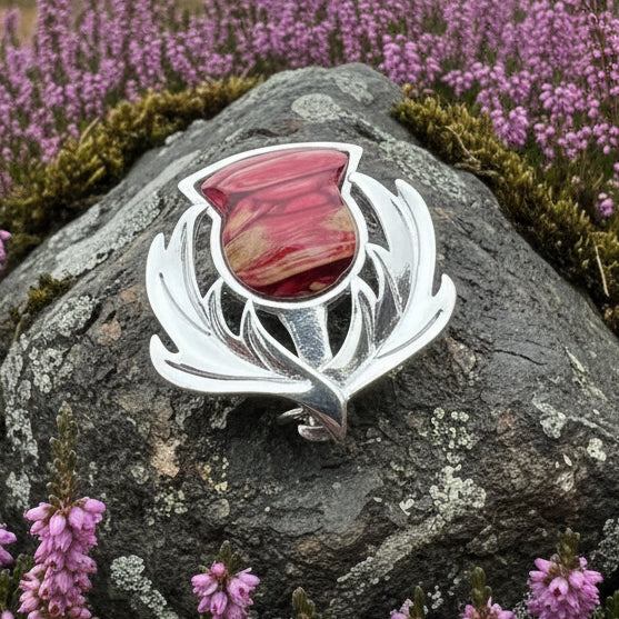 Scotland Heathergems Thistle Brooch