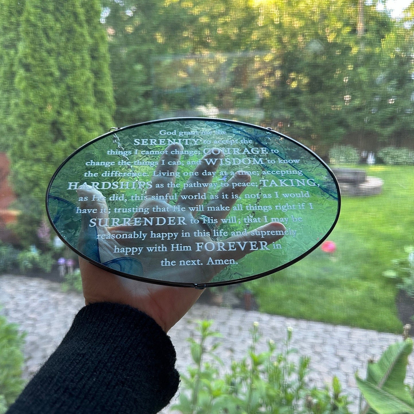 Serenity Prayer Suncatcher, Christian Gift, Recovery Gift, Serenity Blessing, Window Decor, Religious Prayer, AA Gift, Encouragement