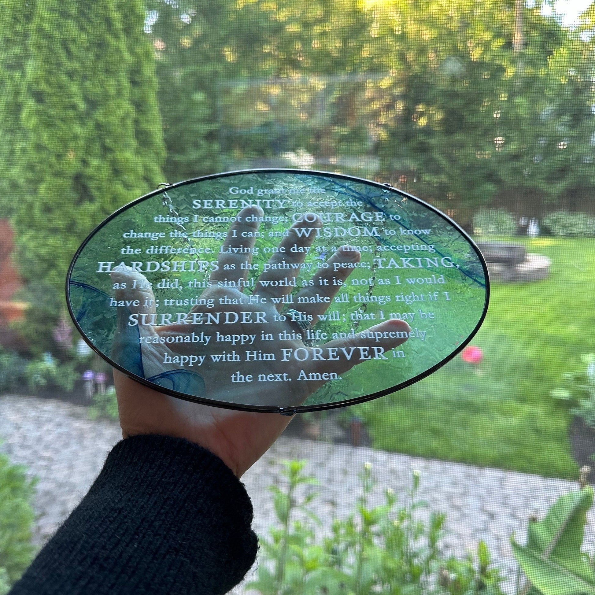 Serenity Prayer Suncatcher, Christian Gift, Recovery Gift, Serenity Blessing, Window Decor, Religious Prayer, AA Gift, Encouragement