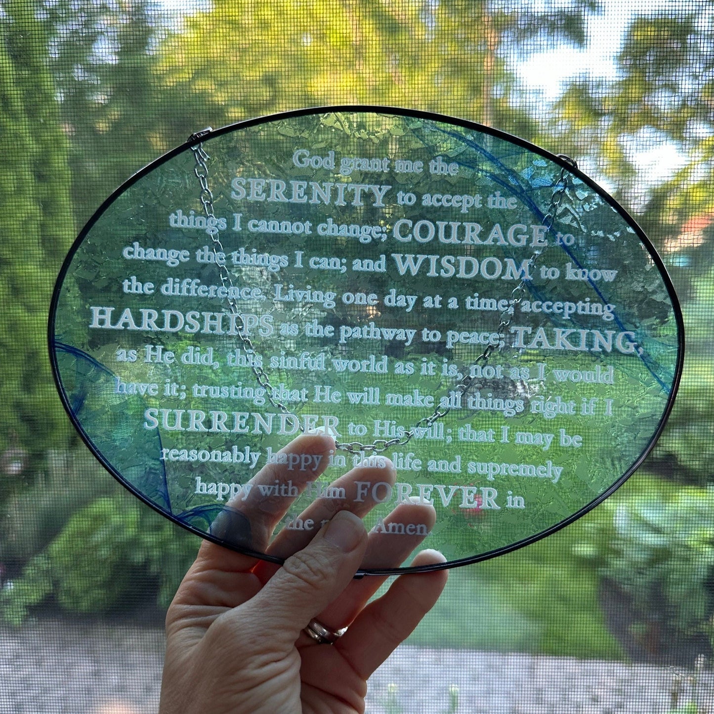 Serenity Prayer Suncatcher, Christian Gift, Recovery Gift, Serenity Blessing, Window Decor, Religious Prayer, AA Gift, Encouragement