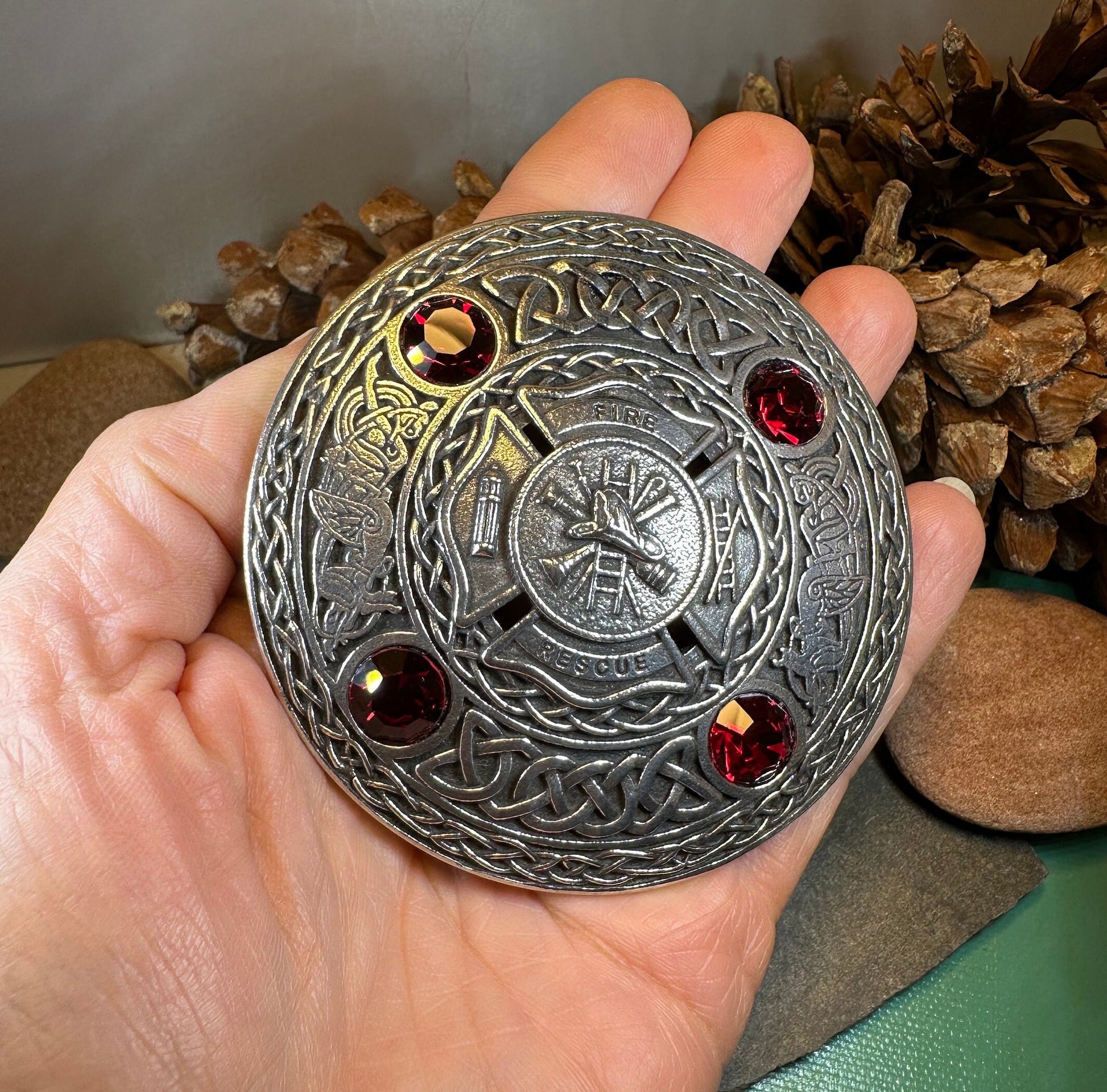 Celtic Fireman Tartan Pin — view 3
