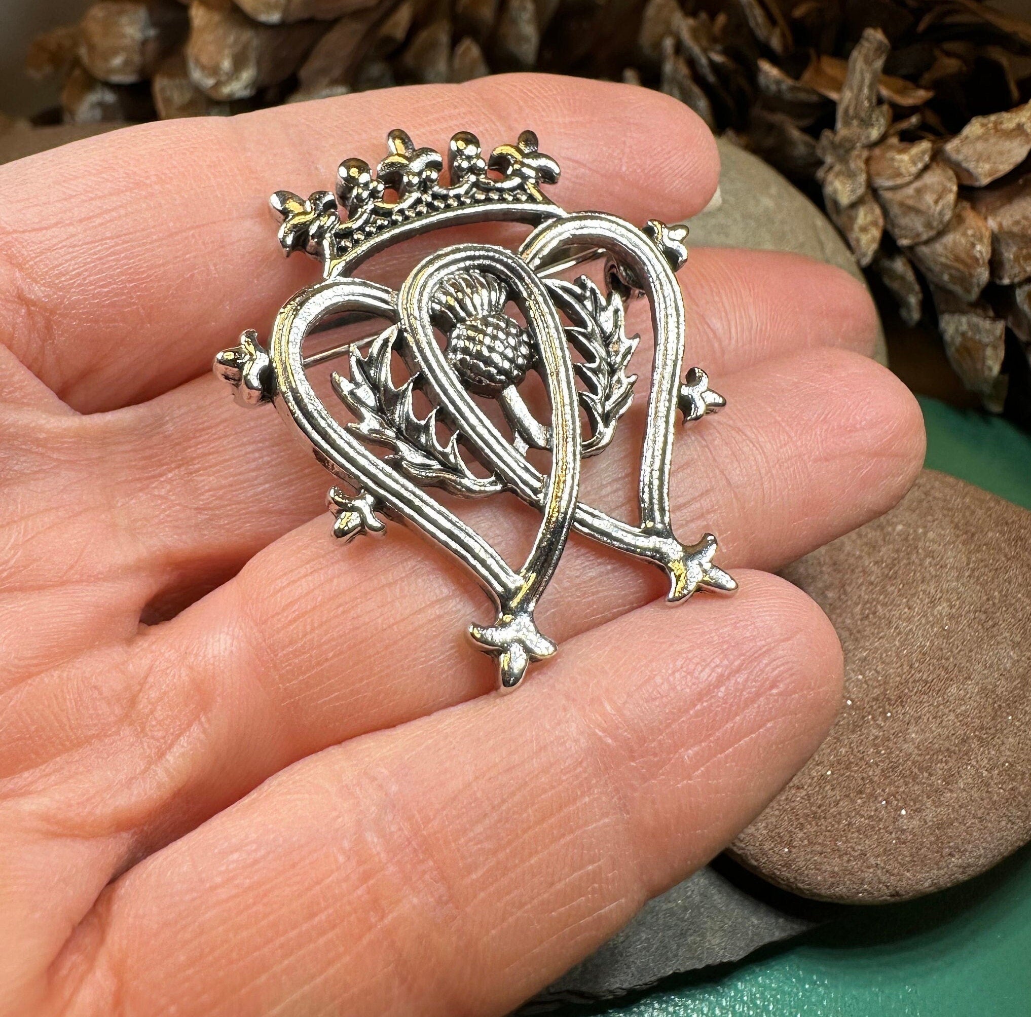 Pewter Thistle Luckenbooth Brooch | Celtic Crystal Design – Celtic