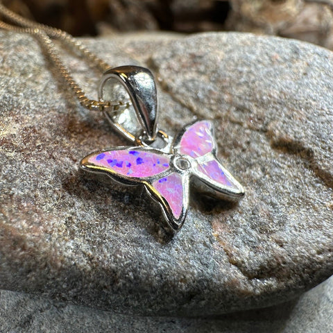 Load image into Gallery viewer, Butterfly Necklace, Fire Opal Jewelry, Petite Boho Pendant, New Age Jewelry, Sterling Silver, Anniversary Gift, Nature Necklace, Minimalist
