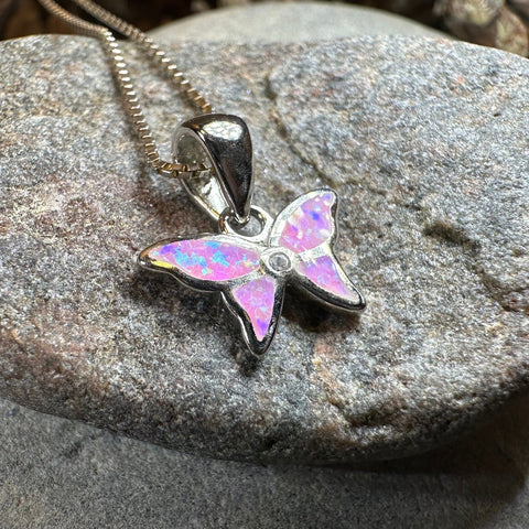 Load image into Gallery viewer, Butterfly Necklace, Fire Opal Jewelry, Petite Boho Pendant, New Age Jewelry, Sterling Silver, Anniversary Gift, Nature Necklace, Minimalist

