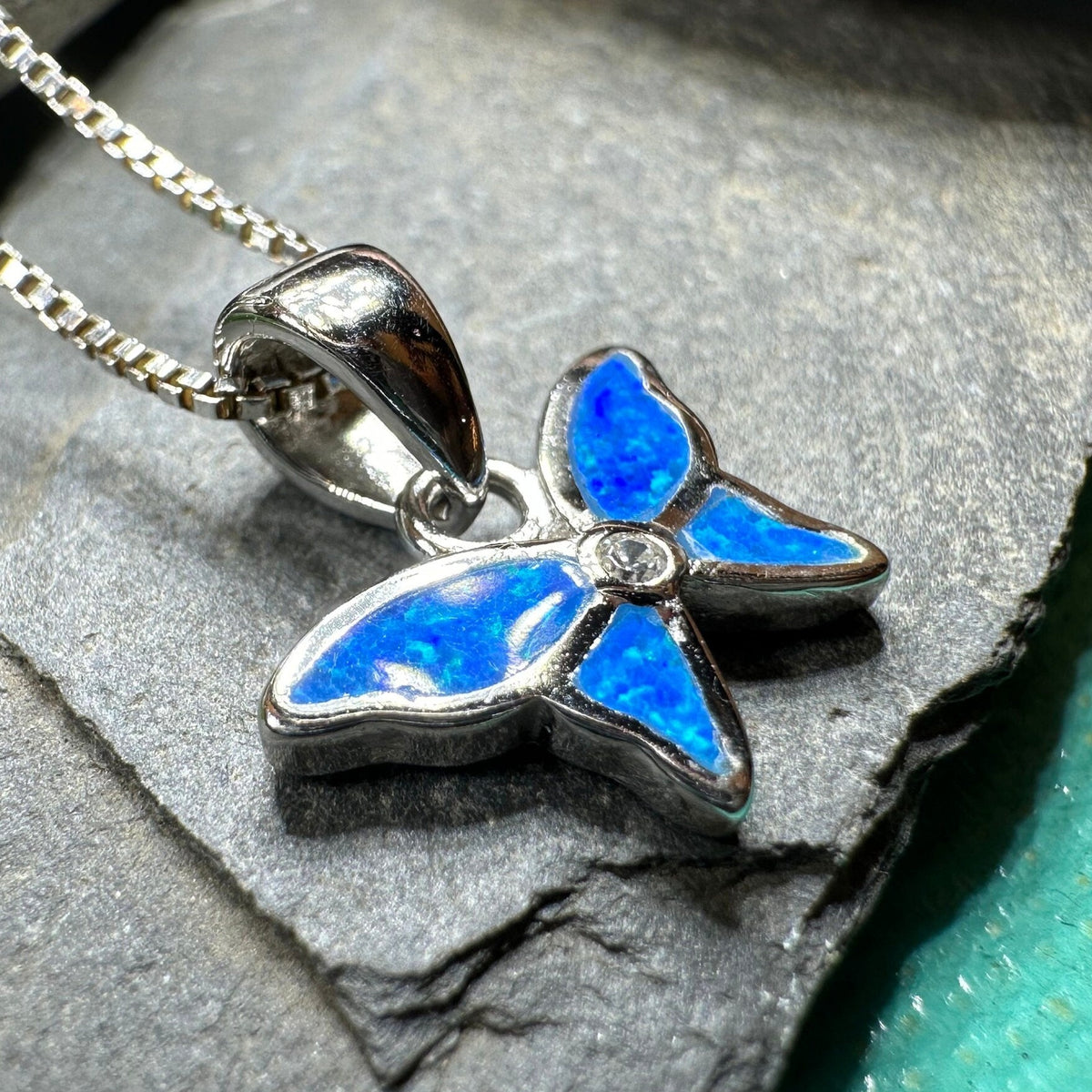 Petite Opal Butterfly Necklace — view 2