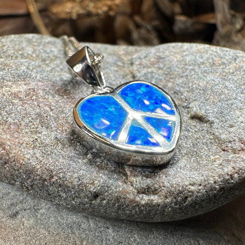 Load image into Gallery viewer, Peace Sign Necklace, Opal Jewelry, Heart Pendant, Hippie Jewelry, Yoga Gift, Sister Gift, Girlfriend Gift, Graduation Gift, October Birthday
