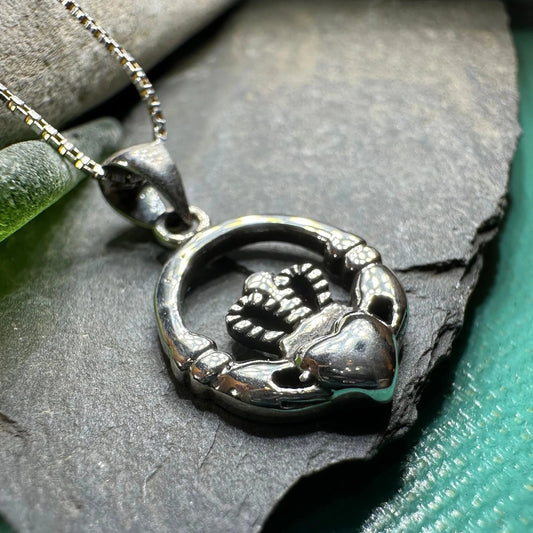 Petite Claddagh Silver Necklace