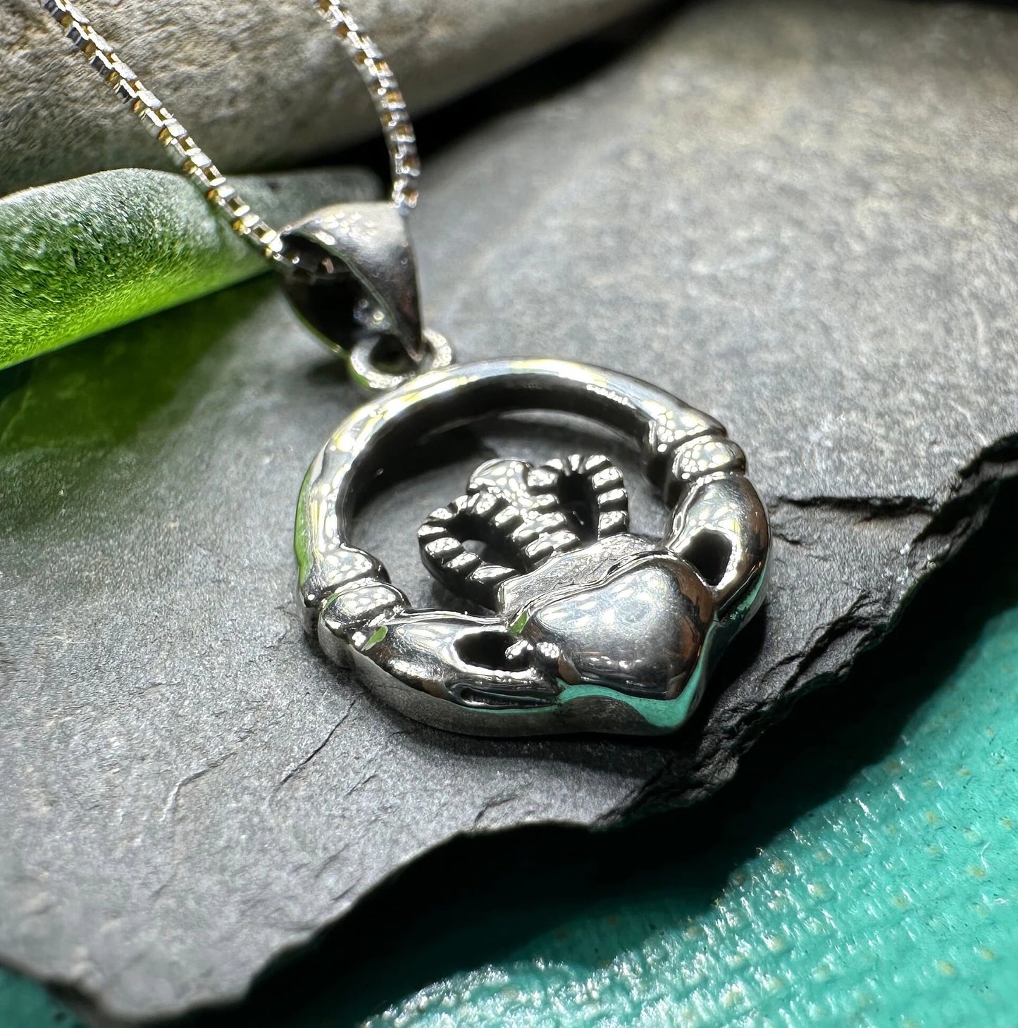 Petite Claddagh Silver Necklace — view 6