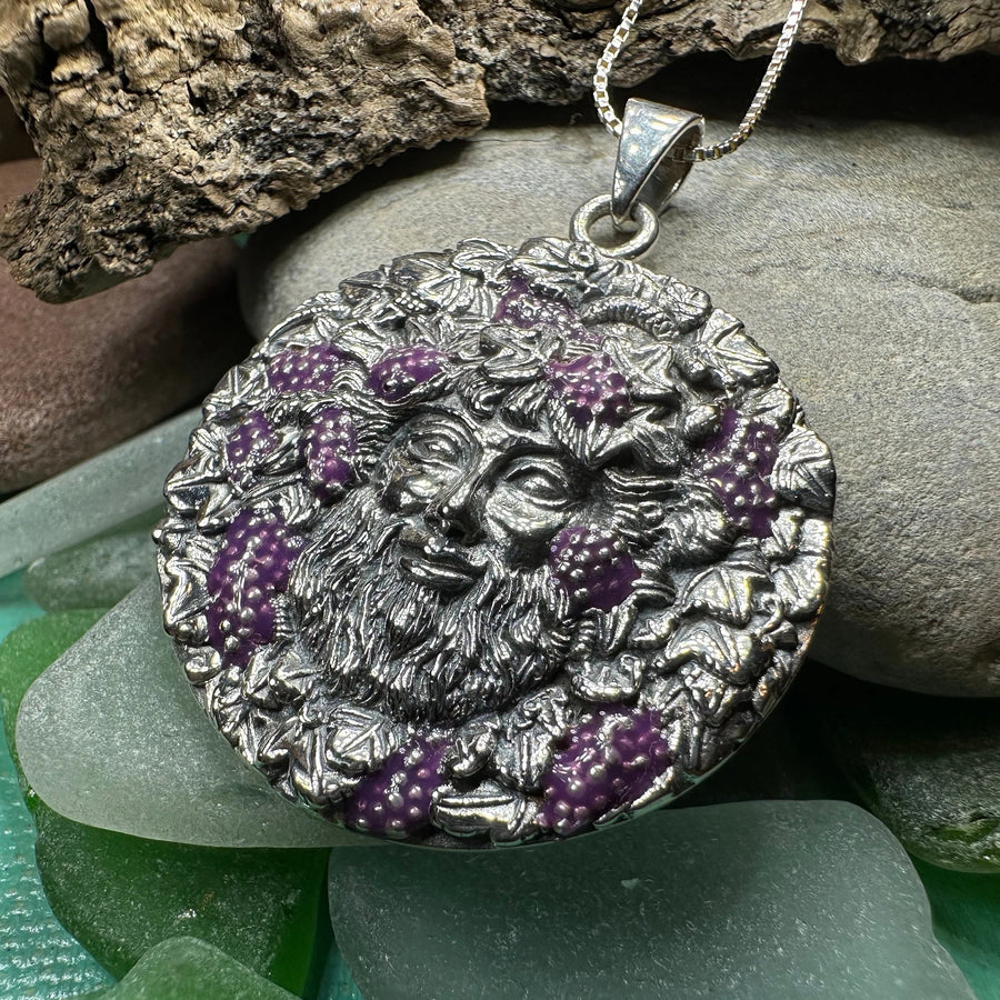 Wine God Bacchus Necklace in Sterling Silver