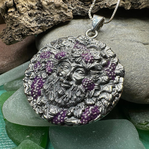 Load image into Gallery viewer, Wine God Bacchus Necklace in Sterling Silver
