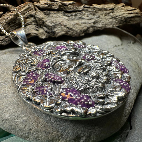 Load image into Gallery viewer, Wine God Bacchus Necklace in Sterling Silver
