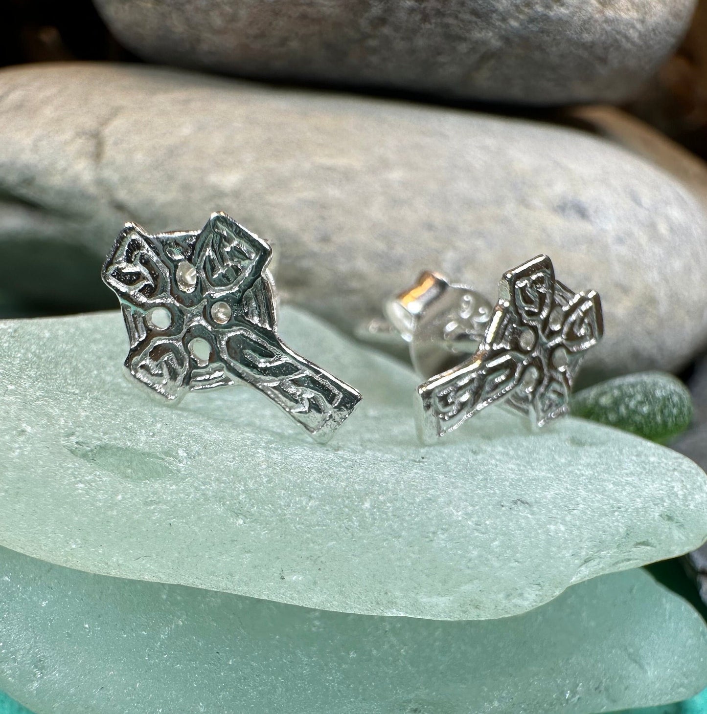 Celtic Cross Stud Earrings, Irish Jewelry, Celtic Jewelry, Anniversary Gift, Trinity Knot Jewelry, Cross Jewelry, Spiritual Jewelry
