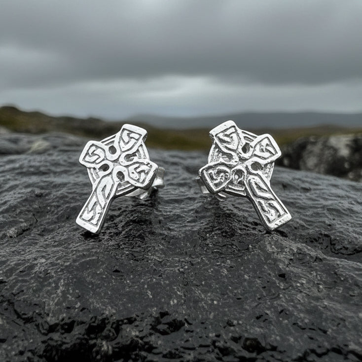 Celtic Cross Stud Earrings, Irish Jewelry, Celtic Jewelry, Anniversary Gift, Trinity Knot Jewelry, Cross Jewelry, Spiritual Jewelry