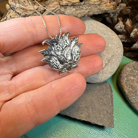 Load image into Gallery viewer, Celtic Green Man Necklace in Sterling Silver
