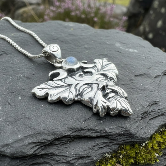 Green Man Necklace, Celtic Jewelry, Large Pagan Pendant, Irish Jewelry, Nature Jewelry, Wiccan Jewelry, Nature Lover Gift, God of the Forest