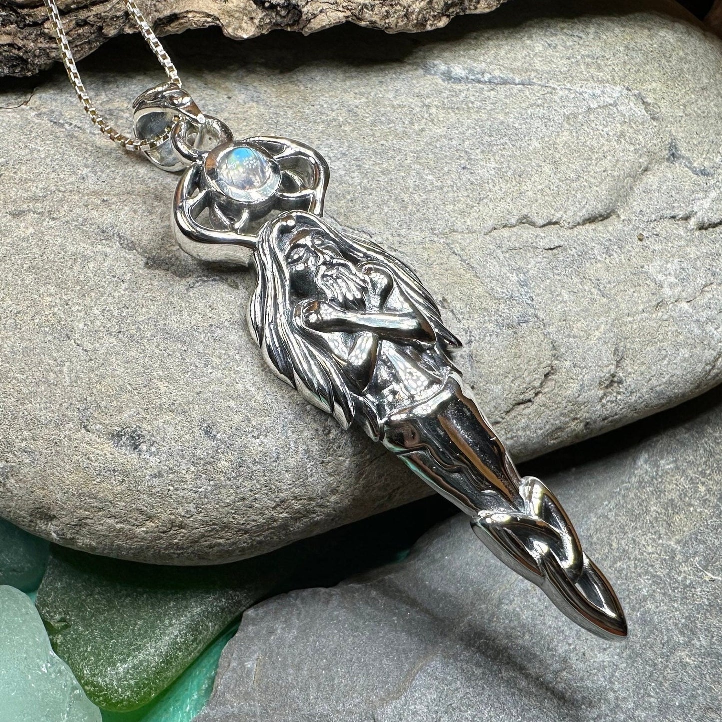 Cernunnos Moonstone Necklace in Sterling Silver