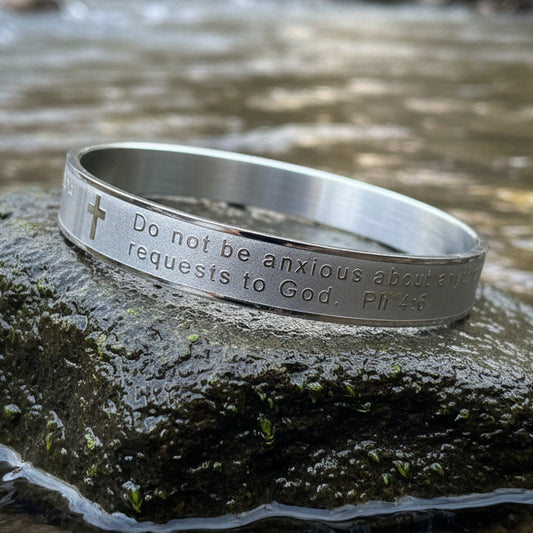 Christian Prayer Bracelet, Christian Jewelry, Recovery Cross Gift, Sponsor Gift, Bangle Bracelet, Religious Prayer, AA Gift, Encouragement