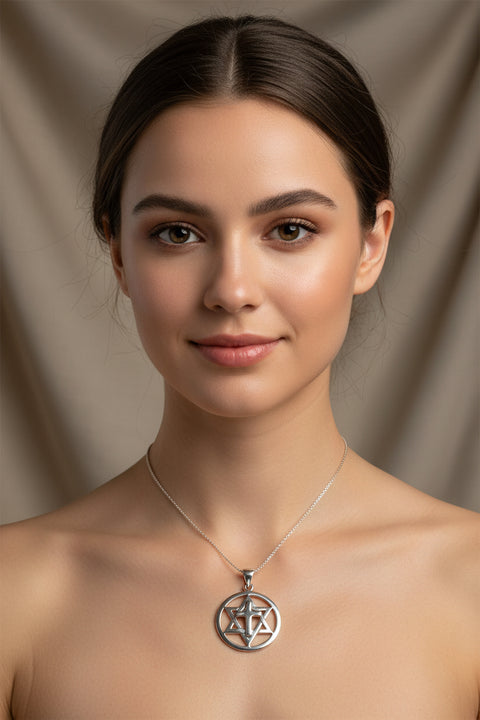Load image into Gallery viewer, Star of David Cross Necklace, Cross Jewelry, Israel Support Gift, Anniversary Gift, Christian Gift, Religious Jewelry, Jewish Star Cross

