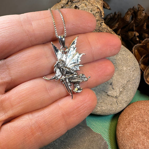 Load image into Gallery viewer, Fairy Necklace, Celtic Jewelry, Mushroom Pendant, Anniversary Gift, Irish Jewelry, Pixie Jewelry, Wife Gift, Fantasy Gift, Silver Butterfly
