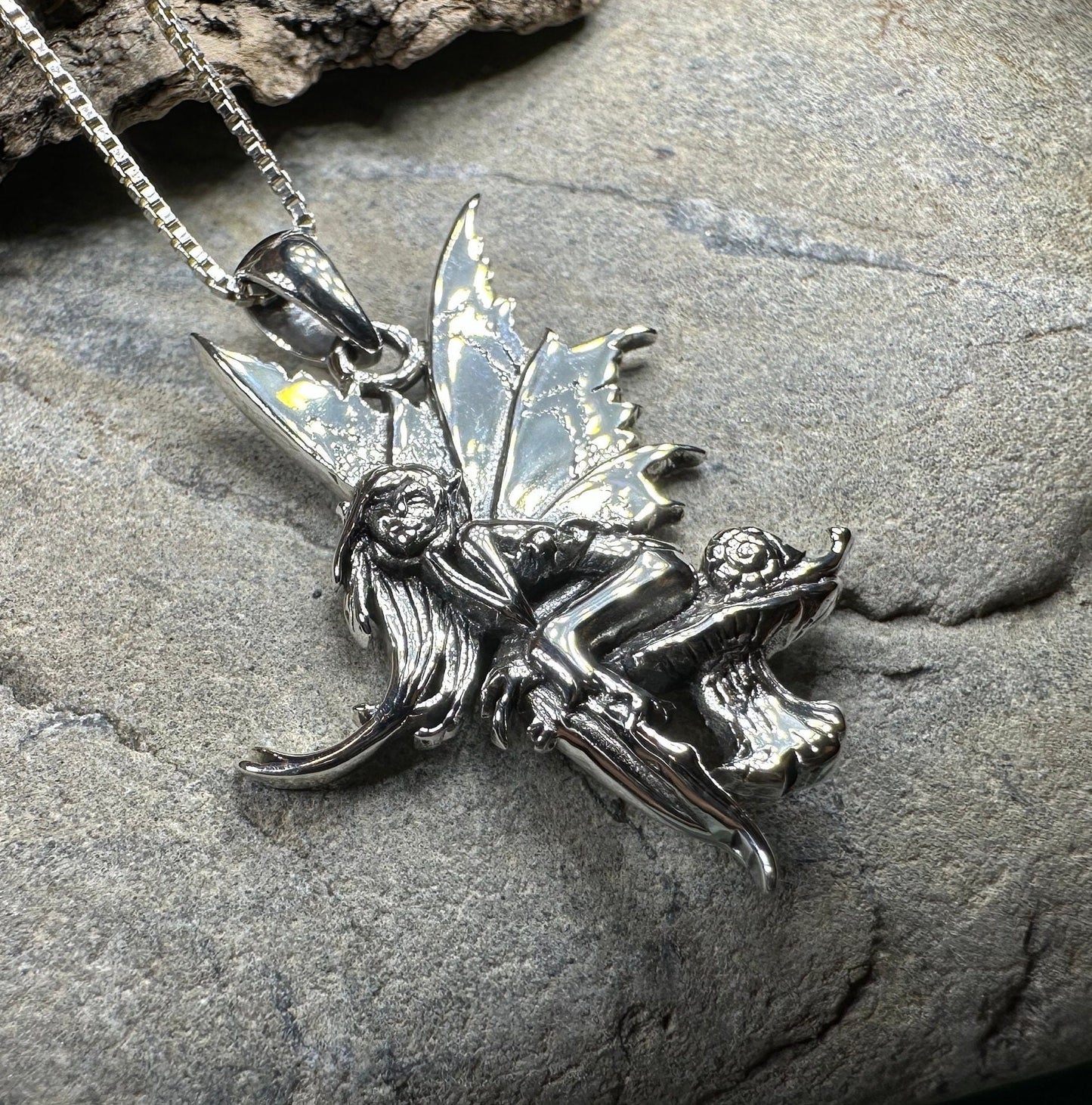 Toadstool Fairy Necklace in Sterling Silver — view 9