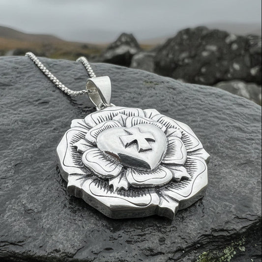 Celtic Cross Necklace, Rose Cross Pendant, Rosy Cross Jewelry, Scotland Jewelry, Large Ladies Cross, Medieval Cross, Religious Jewelry