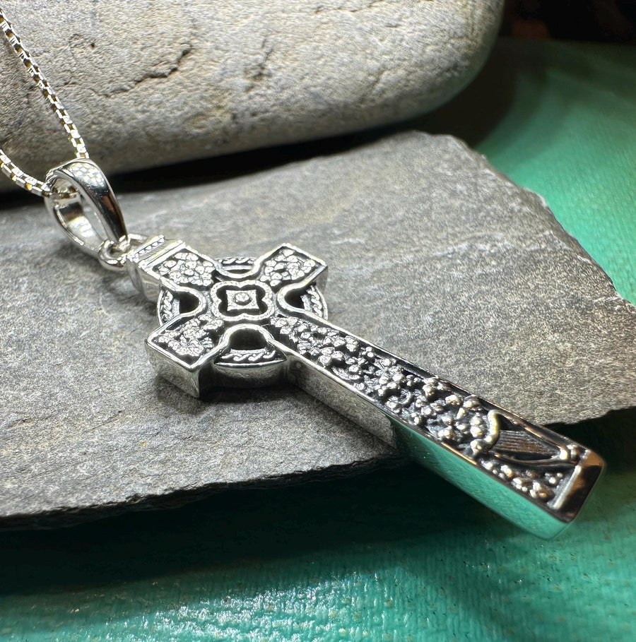 Celtic Cross Necklace, Irish Jewelry, Harp Pendant, Ireland Cross Pendant, Shamrock Jewelry, First Communion Gift, Girls Confirmation Gift