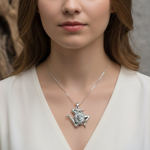 Load image into Gallery viewer, Trinacria Necklace, Italian Triskelion Pendant, Mystical Jewelry, Sicilian Symbol, Pagan Pendant, Sicily Gift, Medusa Pendant
