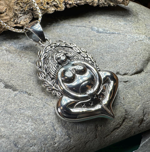Load image into Gallery viewer, Goddess Necklace, Mother Earth Pendant, Fertility Jewelry, Pregnancy Gift, Pagan Jewelry, Gaia Necklace, Danu Pendant, Mom Gift, Wife Gift
