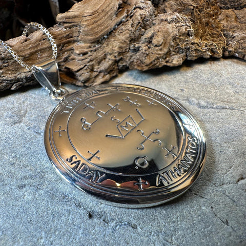 Load image into Gallery viewer, Archangel Michael Sigil Pendant, Angel Necklace, Spiritual Jewelry, St. Michael Necklace, Guardian Angel, Police Jewelry, Protection Charm
