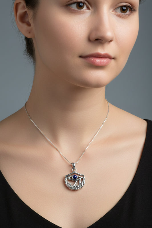 Eye of Horus Necklace, Egyptian Eye Pendant, Mystical Amulet, Egyptian Symbol, Blue Lapis Jewelry, Cancer Survivor Gift, Recovery Gift