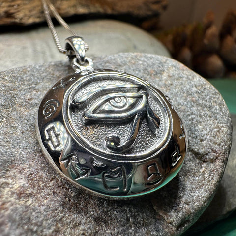 Load image into Gallery viewer, Eye of Horus Necklace, Egyptian Eye Pendant, Mystical Amulet, Egyptian Symbol, Pagan Jewelry, Cancer Survivor Gift, Recovery Gift
