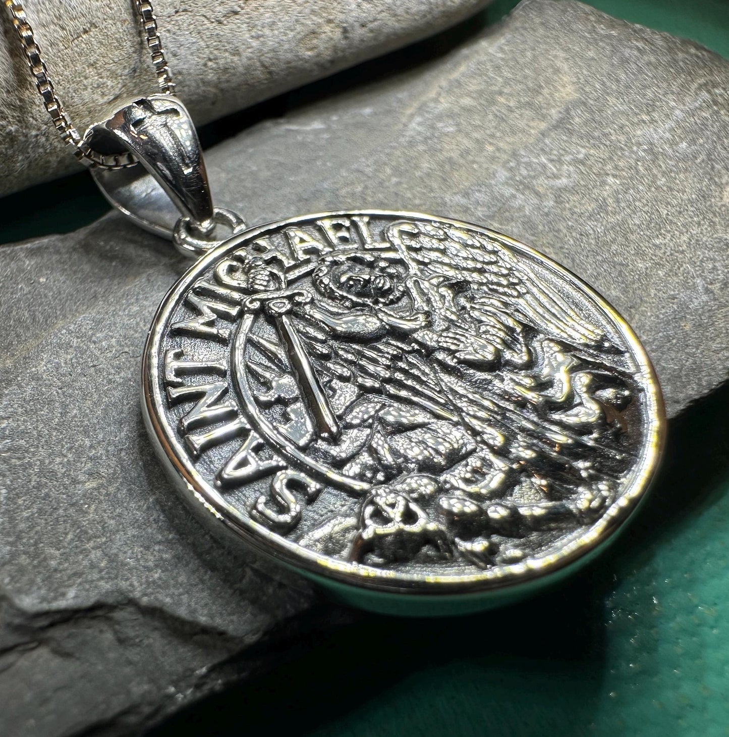 Saint Michael Pendant, Guardian Angel Necklace, Men's Jewelry, Religious Jewelry, Catholic Gift, Christian Gift, Confirmation Gift, Police