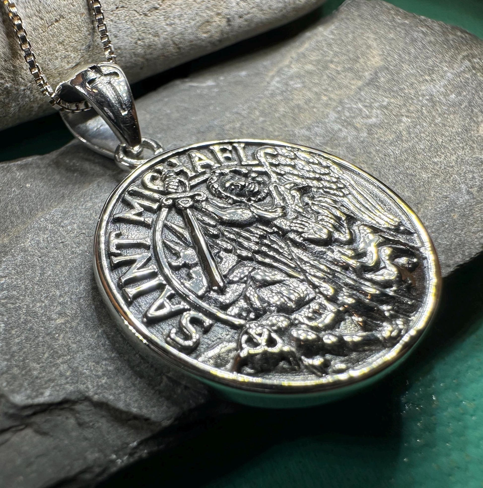 Saint Michael Pendant, Guardian Angel Necklace, Men's Jewelry, Religious Jewelry, Catholic Gift, Christian Gift, Confirmation Gift, Police