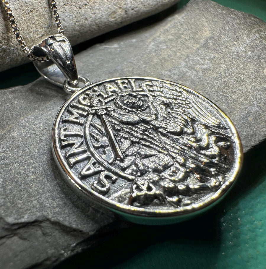 Saint Michael Pendant, Guardian Angel Necklace, Men's Jewelry, Religious Jewelry, Catholic Gift, Christian Gift, Confirmation Gift, Police