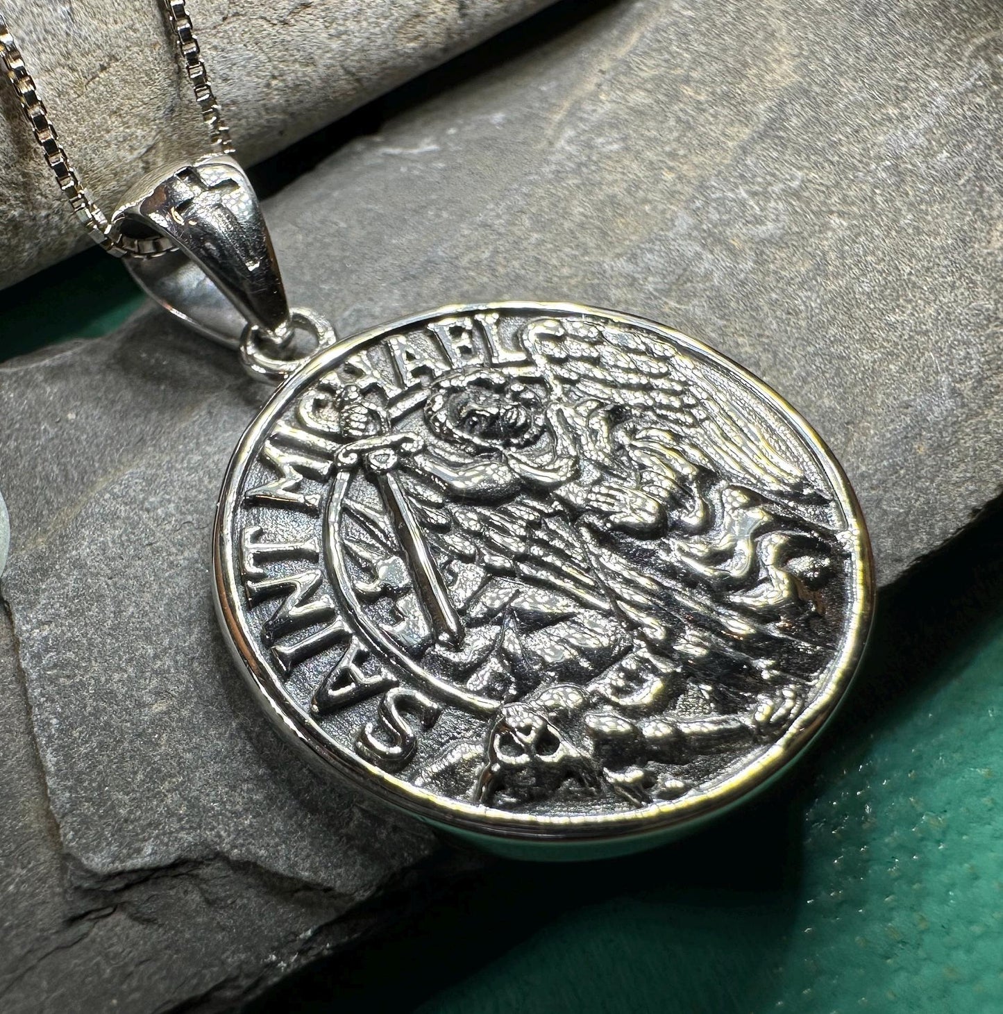 Saint Michael Pendant, Guardian Angel Necklace, Men's Jewelry, Religious Jewelry, Catholic Gift, Christian Gift, Confirmation Gift, Police