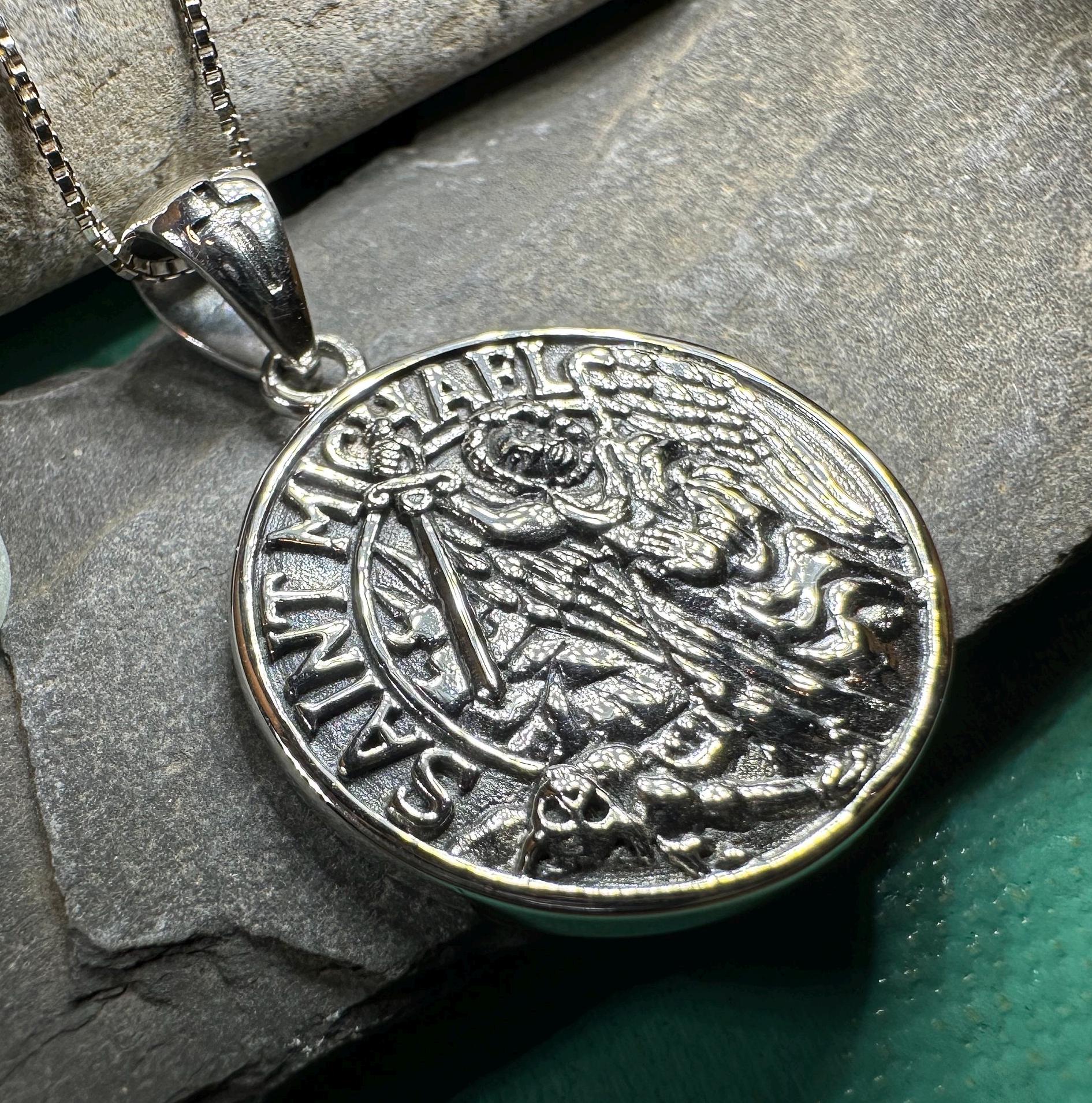 Saint Michael Pendant, Guardian Angel Necklace, Men's Jewelry, Religious Jewelry, Catholic Gift, Christian Gift, Confirmation Gift, Police