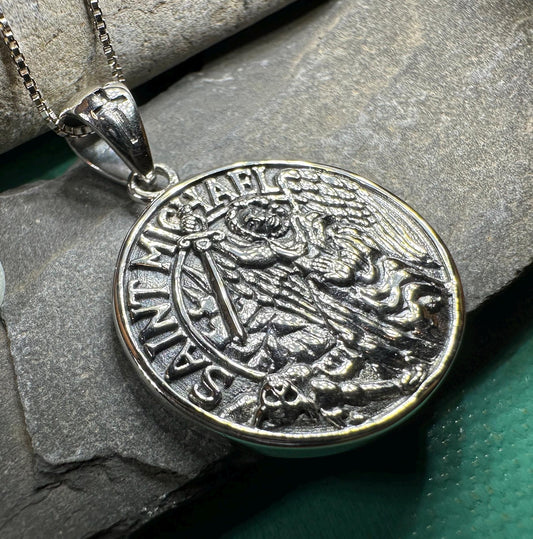 Saint Michael Pendant, Guardian Angel Necklace, Men's Jewelry, Religious Jewelry, Catholic Gift, Christian Gift, Confirmation Gift, Police