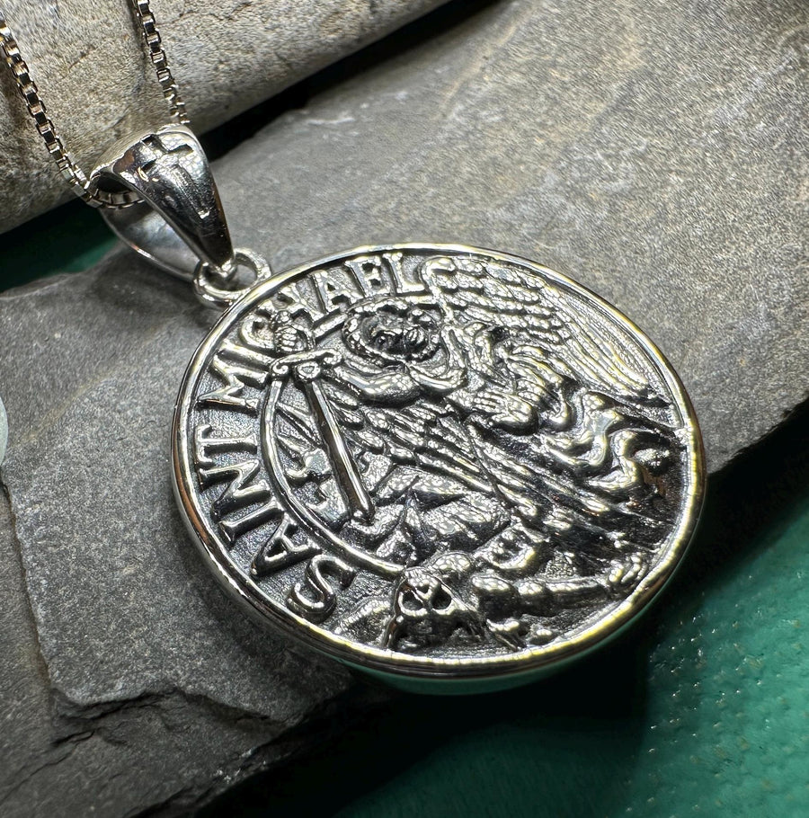 Saint Michael Pendant, Guardian Angel Necklace, Men's Jewelry, Religious Jewelry, Catholic Gift, Christian Gift, Confirmation Gift, Police