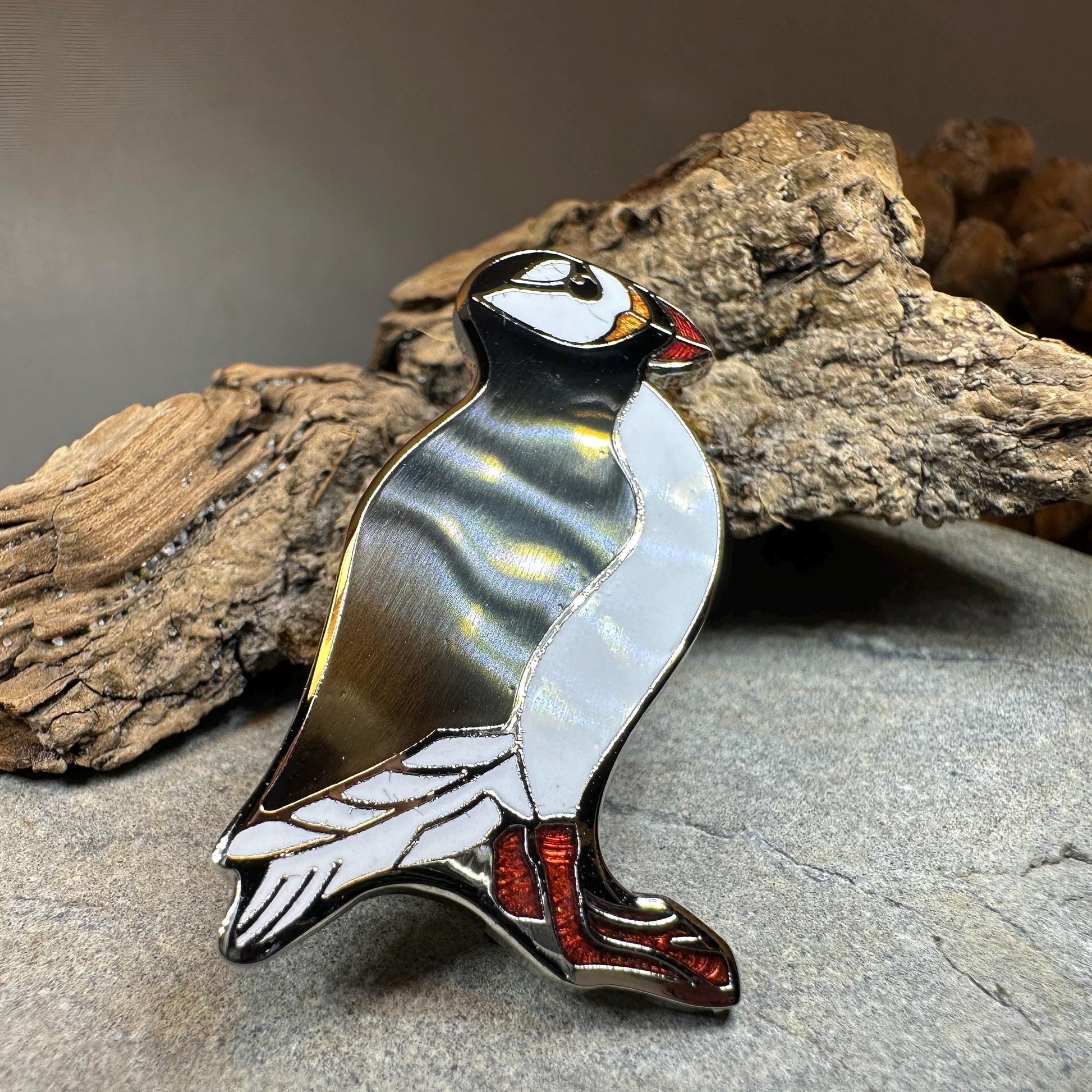 Puffin Brooch, Celtic Pin, Scotland Jewelry, Enamel Pin, Celtic Jewelry, Seabird Pewter Pin, Celtic Bird Jewelry, Nature Jewelry, Wife Gift